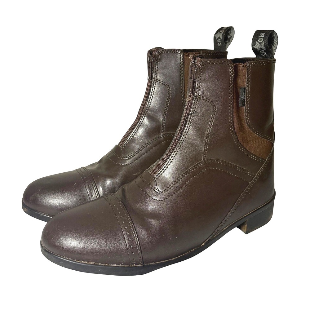 Saxon Equileather Front Zip Paddock Boots Brown Mens Equestrian Riding Boots